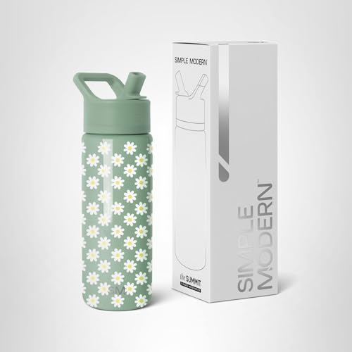 Simple Modern Kids Summit Water Bottle with Straw Lid | 18oz Stainless Steel Cup Insulated Tumbler for Toddlers, School | Sage Florals
