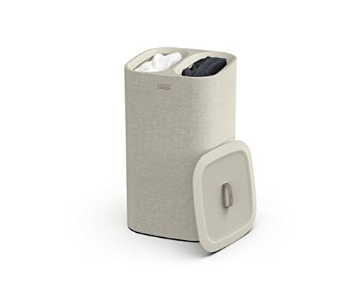 Joseph Joseph Tota 60L Dual-Compartment Fabric Laundry Hamper with Removable Bags - Ecru