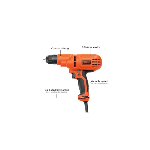 Corded Drill - 5.5 Amp Power, 3/8-Inch Chuck, Variable Speed, Drill/Driver Only