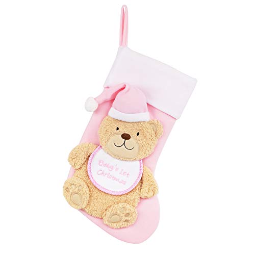 Etistta Baby's 1st Christmas Stocking Pink, 18 Inch Baby Girl & Boy Holiday Decor