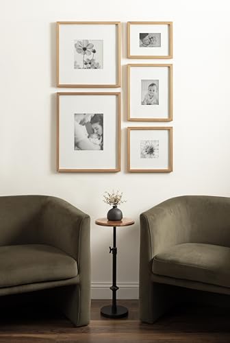 Rustic Brown Gallery Framed Wall Art Set of 5 - Modern Rectangle Decor