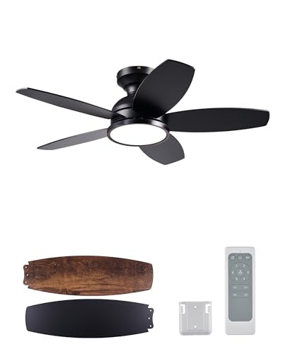 VONLUCE 36-Inch Ceiling Fan with Lights, Black - Reversible DC Motor, Remote Control