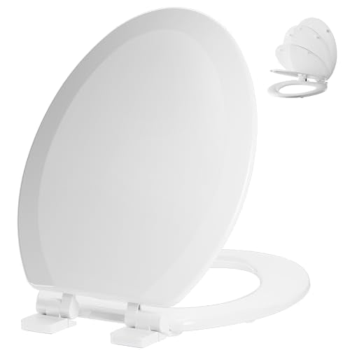 Angol Shiold Slow Close Elongated Wooden Toilet Seat - White 18.5"