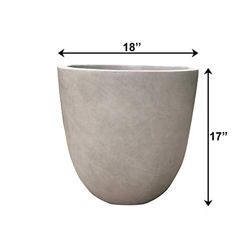 Weathered Concrete 18-Inch Large Round Plant Pot for Indoor & Outdoor Use