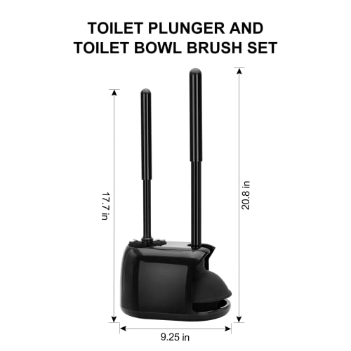 SetSail 3 Pack Toilet Brush and Plunger Set with Hidden Storage - Black