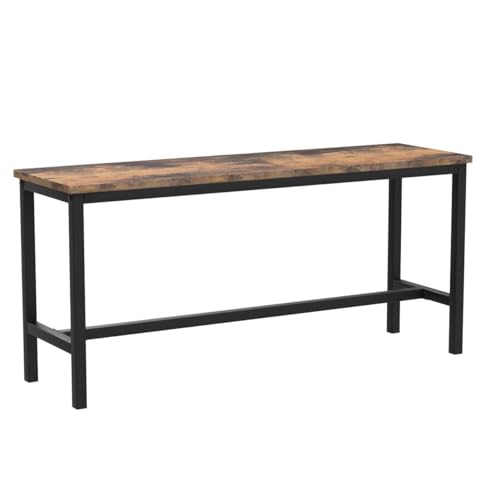 VASAGLE Set of 2 Kitchen Dining Benches 42.5'' Rustic Wooden Top Black Legs
