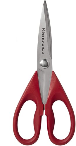 KitchenAid All Purpose Kitchen Shears with Protective Sheath Durable Stainless Steel Scissors, Dishwasher Safe, Soft Grip Comfort Handle, 8.72 Inch, Ink Blue