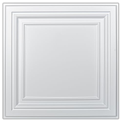 Art3d 24 Pack White 24x24 Inch PVC Ceiling Tiles - 3D Drop Ceiling & Wall Panels