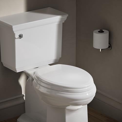 Kohler 20454-0 Ridgewood Elongated Soft Close Toilet Seat, White, Quiet-Close, Wood