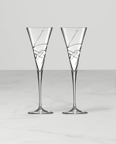 Lenox Adorn Crystal Champagne Flutes Set of 2 - 7oz Toasting Flutes, Elegant Crystal Glassware