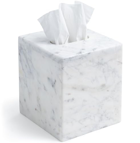 Marble Tissue Box Cover - Square Cube for Kleenex & Standard Sizes