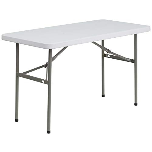 4-Foot White Plastic Folding Table - Granite White, Event & Conference