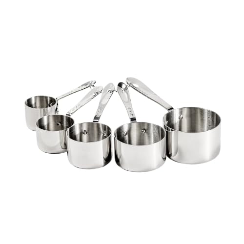 All-Clad Stainless Steel Measuring Cup Set 5-Piece Kitchen Tools - Nesting & Durable