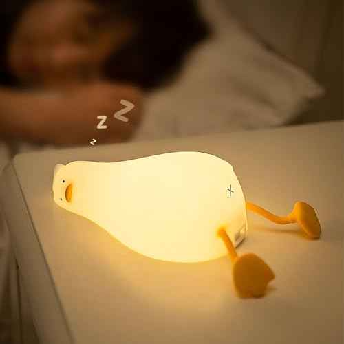 Duck Night Light Silicone, Lying Flat Duck Night Lamp, Kids Room Decor Atmosphere Night Light, Baby Nursing Bedside Touch Lamp£¬Rechargeable and Dimmable LED Light, Cute Christmas Gift.