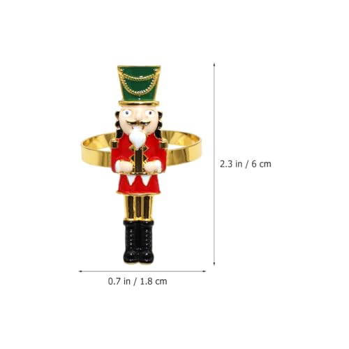 Garneck Nutcracker Napkin Rings Set of 4 - Christmas Table Decor, 6x1.8cm
