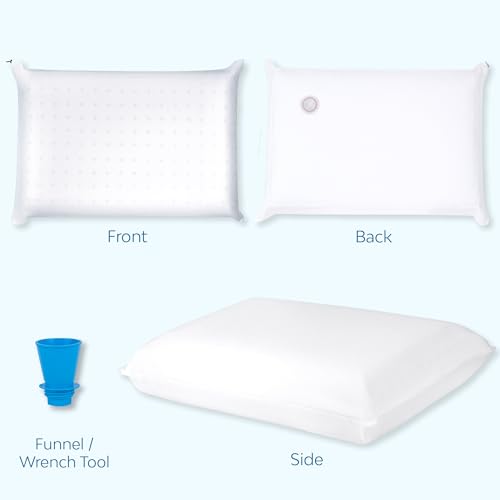 Mediflow Water Pillow with Memory Foam - Adjustable Waterbase, Standard/Queen, White - Single Pack