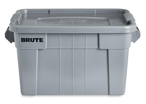 Rubbermaid Commercial 20-Gallon Gray Heavy-Duty Tote with Lid, Reusable Storage Box