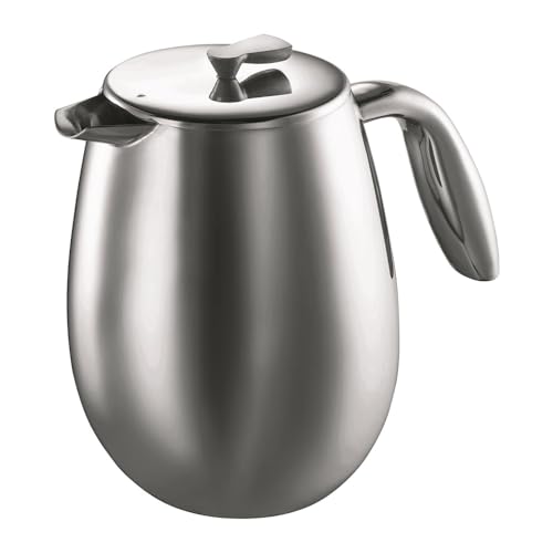 51 oz Thermal French Press Coffee Maker - Double Wall Stainless Steel, Chrome