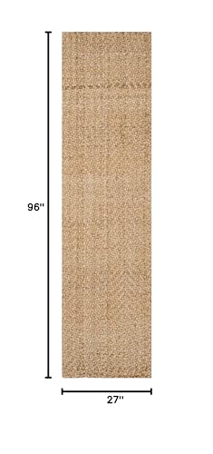 SAFAVIEH Natural Fiber Collection Runner Rug - 2'3" x 8', Natural, Handmade Jute, Ideal for High Traffic Areas in Living Room, Bedroom (NF265A)
