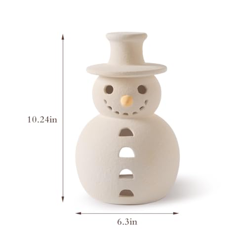 Christmas Decorations, 10.2" Handmade Terracotta Snowman Figurine