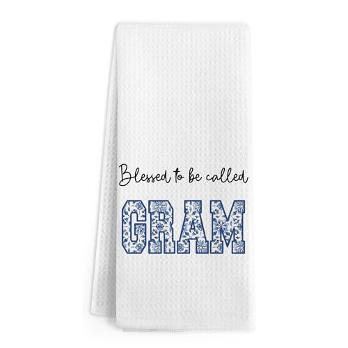 Gnmduw Gram Kitchen Towels for Grandma - Blessed Hand Dish Towels, 16x24 Inch Gift