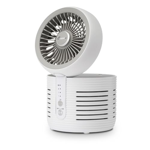 Crane 2-in-1 Air Purifier and Desk Fan - Standard Edition, Small HEPA Filter, Night Stand & Office Use