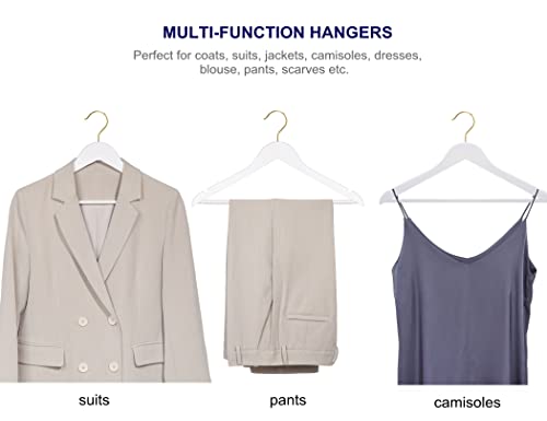 White Wooden Coat Hangers with Gold Hooks, Pack of 30 - Amber Home