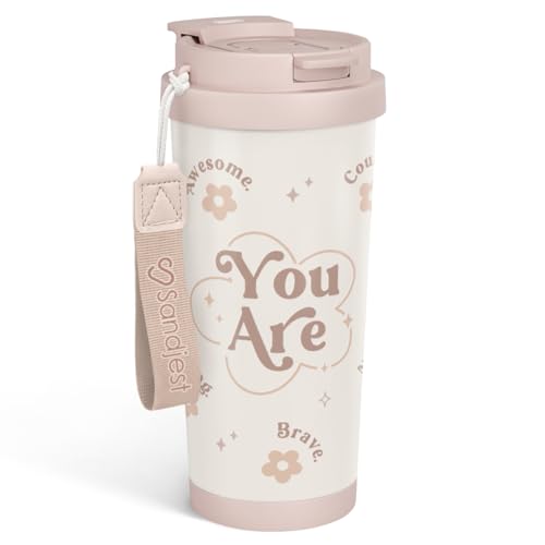 Inspiration SANDJEST 18oz Stainless Steel Travel Tumbler with 2-in-1 Lid - Gift for Women, Teen, Mom