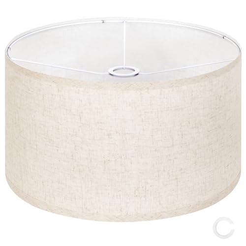 16-Inch Beige Drum Lamp Shade - Large Linen Replacement for Floor & Table Lamps Variation of THIS listing