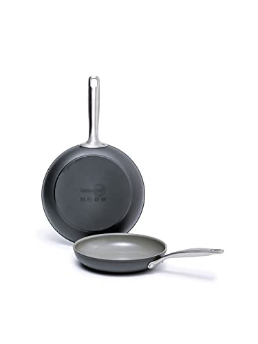 GreenPan Chatham 8" & 10" Hard Anodized Ceramic Nonstick Frying Pan Set, PFAS-Free, Dishwasher & Oven Safe, Gray