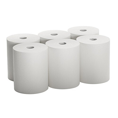 High Capacity White Paper Towels 800ft Roll for Dispensers - Pack of 6