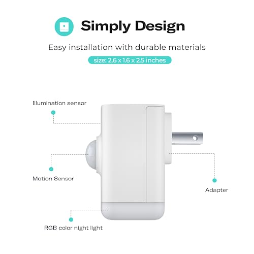 4 Pack Smart Night Lights with Motion & Light Sensors - RGB Color & Dimmable, Zigbee Repeater Compatible