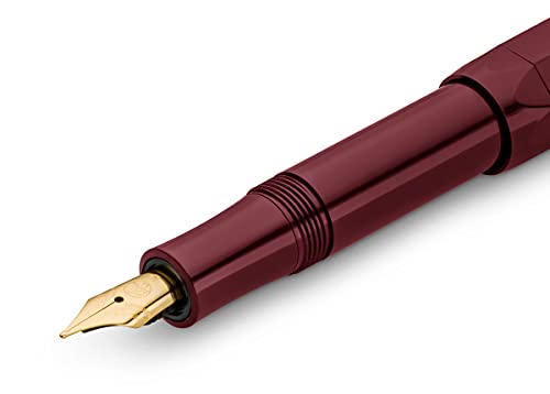 Kaweco Classic Sport Fountain Pen Bordeaux Medium Nib - Gold-Plated Steel, 13 cm