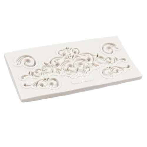 Baroque Fondant Mold Curlicues Scroll Lace Border Silicone Mold For Cake Decoration Chocolate Cupcake Topper Candy Sugar Craft Polymer Clay Gum Paste