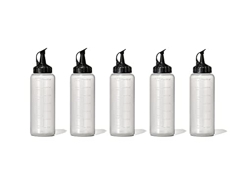 12 oz Set of 5 Squeeze Bottles with Wide & Thin Tips - Food & Cooking