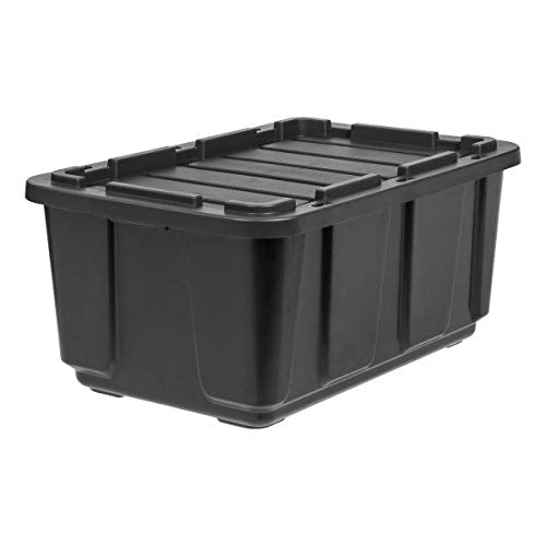 IRIS USA 4-Pack Heavy Duty Black Storage Bins with Lids - 27 Gal Nesting Organizers