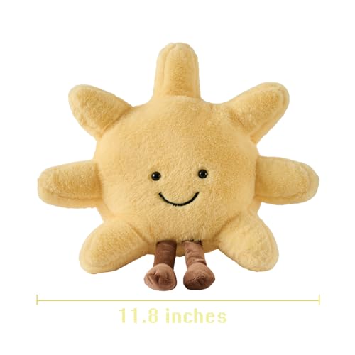 Moon Shaped Plush Pillow 12" Cute Smiling Fun Filled Pillow Moon and Sunshine Stuffed Animal Soft Toy for Birthday Gift