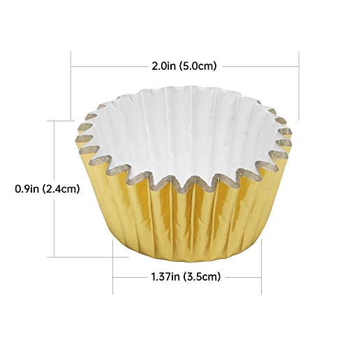 Non-Stick 400pcs Gold Mini Cupcake Liners for baking, Mini Size Foil muffin liners Cupcake Wrappers, Christmas Cupcake Liners for Christmas Decorations
