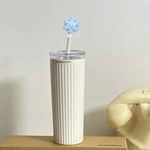 Christmas Straw Toppers 6Pcs Snowflake Straw Covers Reusable Drinking Straw Cover Caps Xmas Straw Topper Cute Design Snow Straw Tips Lids 10mm Christmas Straw Cover Set, Stanley Cup Accessories