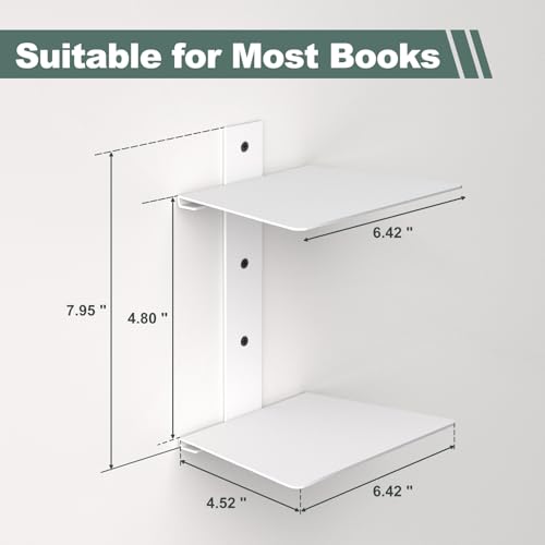 Mefirt Floating Bookshelves for Wall，8 Tier White Invisible Bookshelf