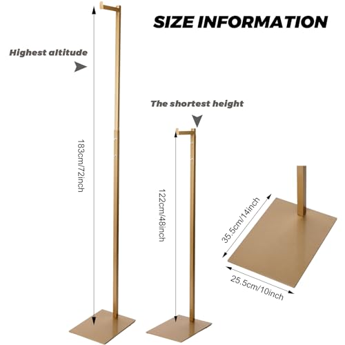 Sintuff Gold Adjustable Clothing Display Stand 48-72 Inch Metal Rack