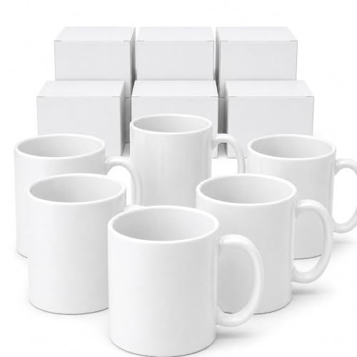 11oz White Sublimation Ceramic Coffee Mugs Pack of 36 with Individual Boxes - Heat Press DIY