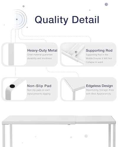 Nxconsu Expandable Cabinet Shelf Riser White 11.8" Deep, Adjustable Width 14.56-24.6"