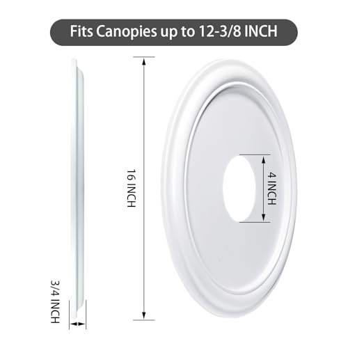 16-Inch White Ceiling Medallion for Light Fixtures and Ceiling Fans - EIFHYT