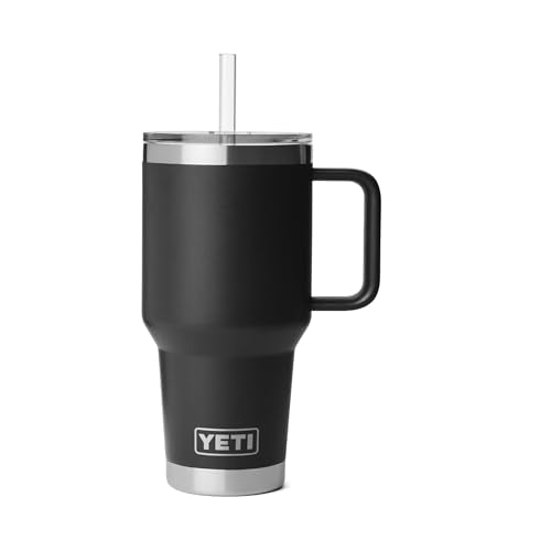 YETI Rambler 35 oz Straw Mug - Black, Insulated Travel Cup with Handle