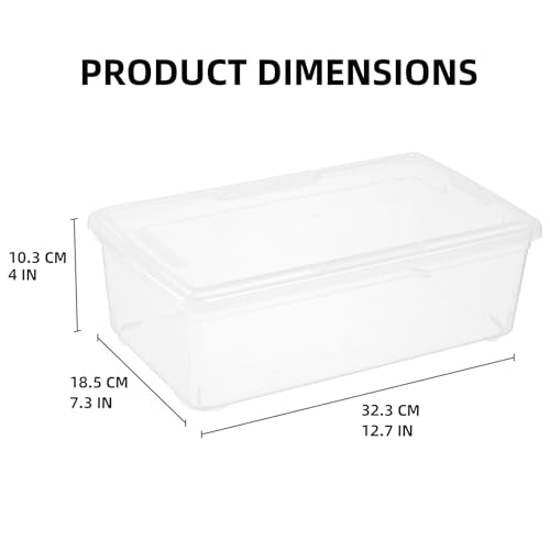 Novelinks 12 Pack 6QT Plastic Shoe Storage Bins with Lids - Space-Saving Organizers