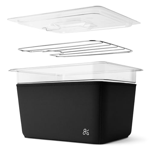 Clear Container with Black Insulated Sleeve for 12 Qt Sous Vide Machine