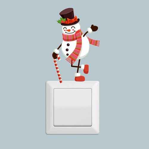 8Pcs Christmas Switch Stickers Funny Santa Claus Snowman Removable Wall Stickers Light Switch Xmas Bedroom Wall Decals for Christmas Decorations Home Room Decor