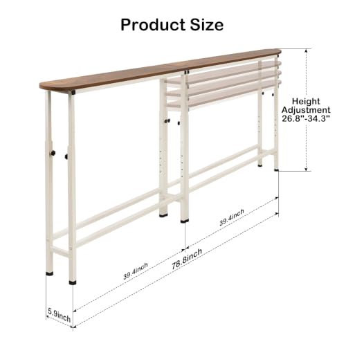 Lanlelin 78.8-Inch Adjustable Narrow Console Table for Behind Couch, Entryway, Living Room