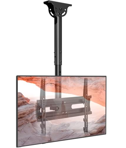 26-65 Inch Ceiling TV Mount Adjustable Bracket for Flat-Panel LCD LED OLED 4K TVs - Max VESA 400x400mm, Holds 88 lbs, Without Power Outlet